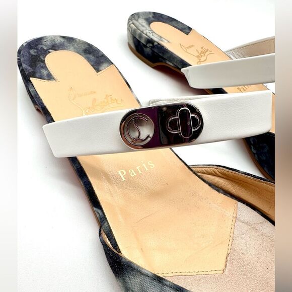 CHRISTIAN LOUBOUTIN  Choc Lock Flats  Pointy Toe Mules Jeans Punk EU41.5 US 11.5 - Picture 4 of 12